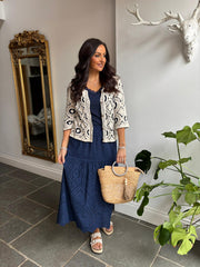 Navy Broderie Skirt Jolie