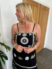Black Embellished Tiered Maxi Dress Sofia