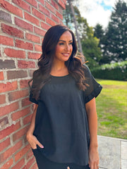 Black Mesh Detail Top Parker