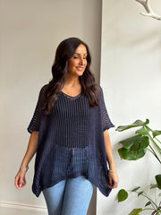 Navy Open Weave Knit Peyton