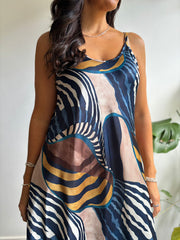Navy Abstract Patterned Dress Odette