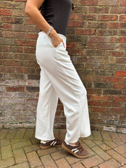 Winter White Seam Front Pull On Comfort Trousers