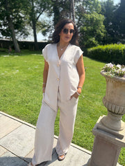 Stone Wide Leg Trousers Margot