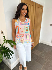 Pink Multi Pattern Vest Top Camila
