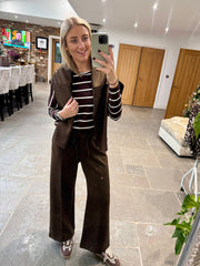 Chocolate Diamante Seam Front Trousers Nina