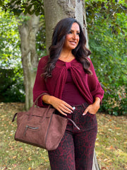 Wine Gathered Loose Knit Paige