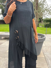 Black Crochet Tie Top Thelma