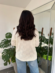 Winter White Roll Neck Checkered Knit Rachel