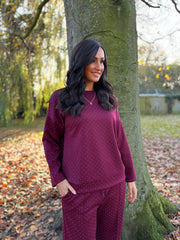 Wine Diamante Sweat Top Nina