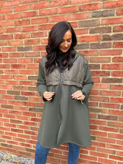 Khaki Half Quilted Sweat Jacket Lois