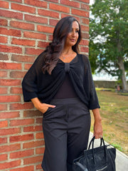 Black Gathered Loose Knit Paige