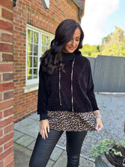 Black Soft Touch Leopard Hoodie Alex