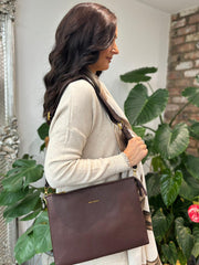 Chocolate Multi Compartment Crossbody Bag