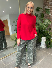 Red High Neck Reverse Seam Jumper Mae