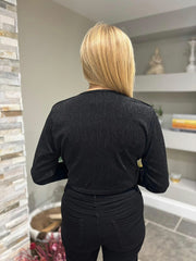 Black Sparkle Diamante Cropped Jacket Zoe