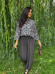 Black Leopard Print Blouse Hailey