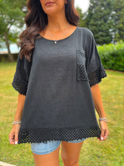 Black Multi Hole Detail Top Terri