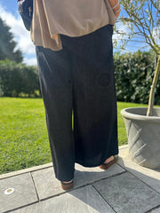 Black Sparkle Wide Leg Pull On Trousers