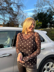 Chocolate Heart Mesh Top Zara