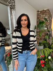 Black Crochet Stripe Cardi Scarlett