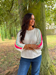 Cream Striped Detail Knit Polly