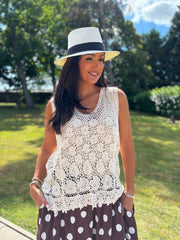 Stone Crochet Floral Vest Angelina