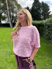 Pink Short Sleeve Chevron Knit Kenna