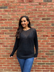Black Diamante Crochet Knit Layla