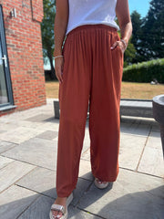 Rust Wide Leg Pull On Trousers Cara