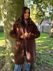 Chocolate Premium Hooded Sherpa Coat Camilla
