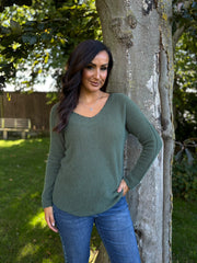 Khaki Embellished Soft Knit Francine