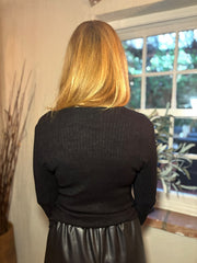 Black Twist Front Ribbed Top Emma