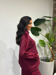 Wine Sequin Velour Trim Jacket Trixie