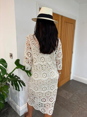 Stone Short Sleeve Crochet Dress Oakley