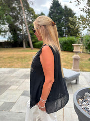 Black Striped Panel Sleeveless Top Gaynor