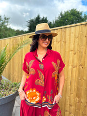 Red Tropical Print Shirt Maya