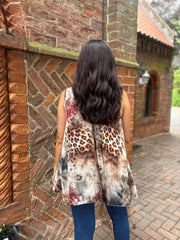 Natural Leopard Floral Vest Isabella