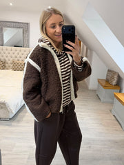 Chocolate Contrast Fleece Jacket Beth