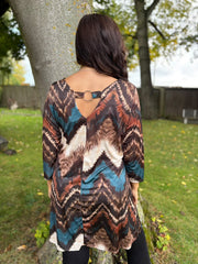 Teal Zig Zag Print Tunic Layla