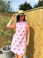 Pink Polka Dot Sleeveless Dress Tiana