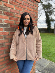 Camel Hooded Zip Fleece Alex