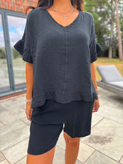 Black Bubble Cotton Top Kimberly