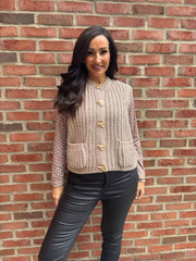 Mocha Chunky Knit Waistcoat Clara