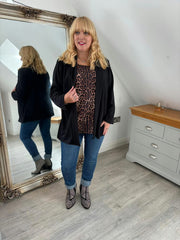 Black Leopard Layered Cardi Zoe