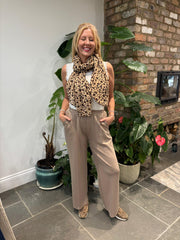 Mocha Seam Front Pull On Comfort Trousers