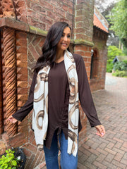 Chocolate Ribbed Drawstring Top Maisie