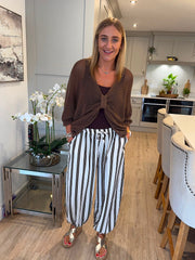 White Striped Hareem Trousers