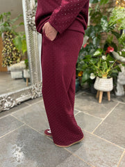 Wine Diamante Seam Front Trousers Nina