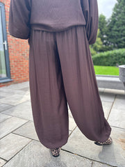 Chocolate Hareem Button Trousers Misty