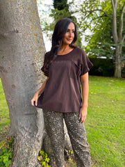 Chocolate Mesh Detail Top Parker